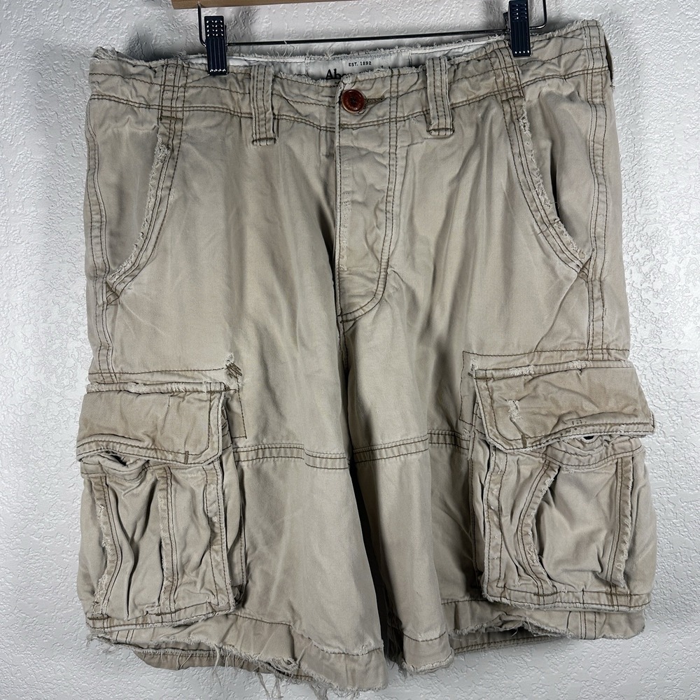 Vintage Aberocrombie & Fitch Cargo Shorts Men 32 Tan Outdoor Khaki Heavy 90s Y2K